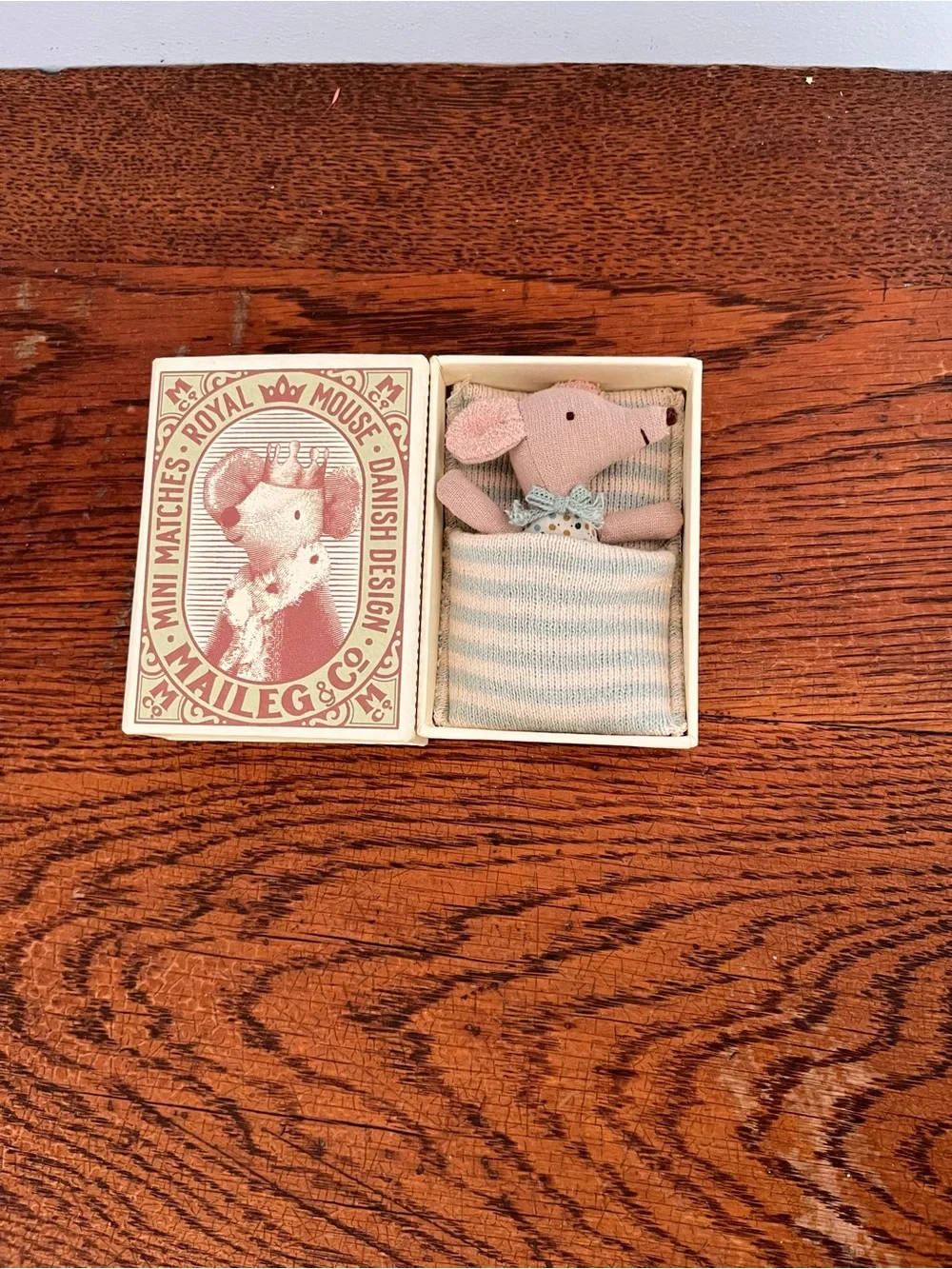 Maileg Sleepy Wakey Baby Mouse in Matchbox
